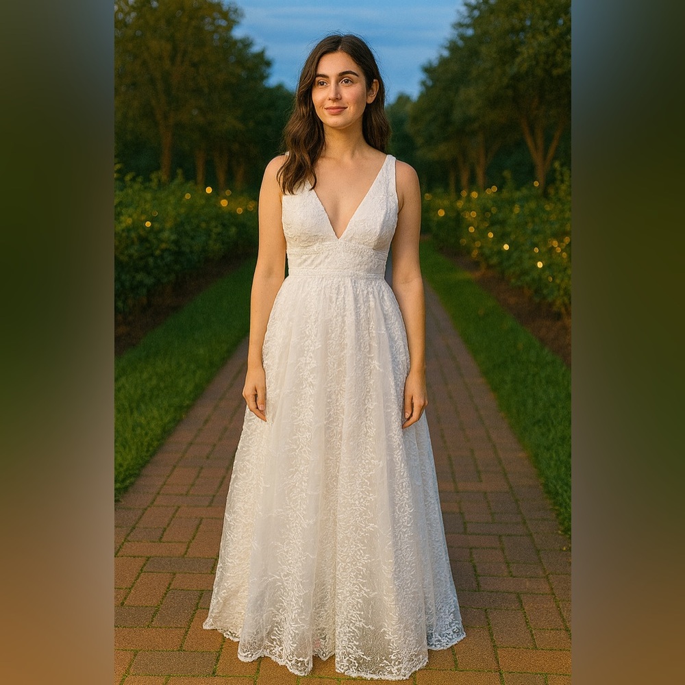 Lulus White Embroidered Tulle Floral Wedding Maxi Dress
